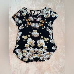 Black floral summer shirt
